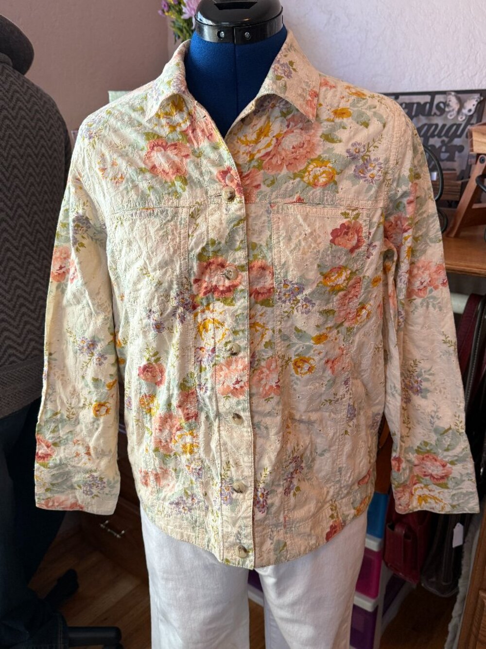🌸 Vintage 90s/Y2K Draper's & Damon's Pastel Watercolor Floral Jacket